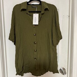 BloomChic Khaki Button-Up Blouse